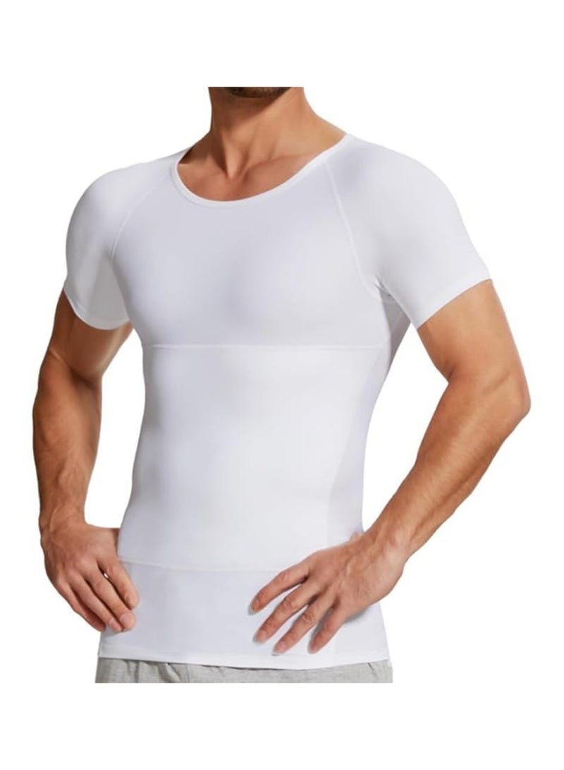 يوجي الرجال جسم التخسيس شكل ضغط قميص لللياقة البدنية شكل الرجال النساء البطن ضغط التحكم في البطن التخسيس تي شيرت قميص دبابة أعلى (XL) - Image 1